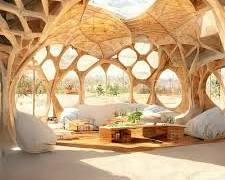 Charpente de bois en nervures au-dessus d'un salon